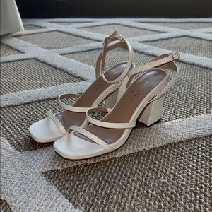Altar'd State Size 8 Tan and White Heels with Strappy Elegance